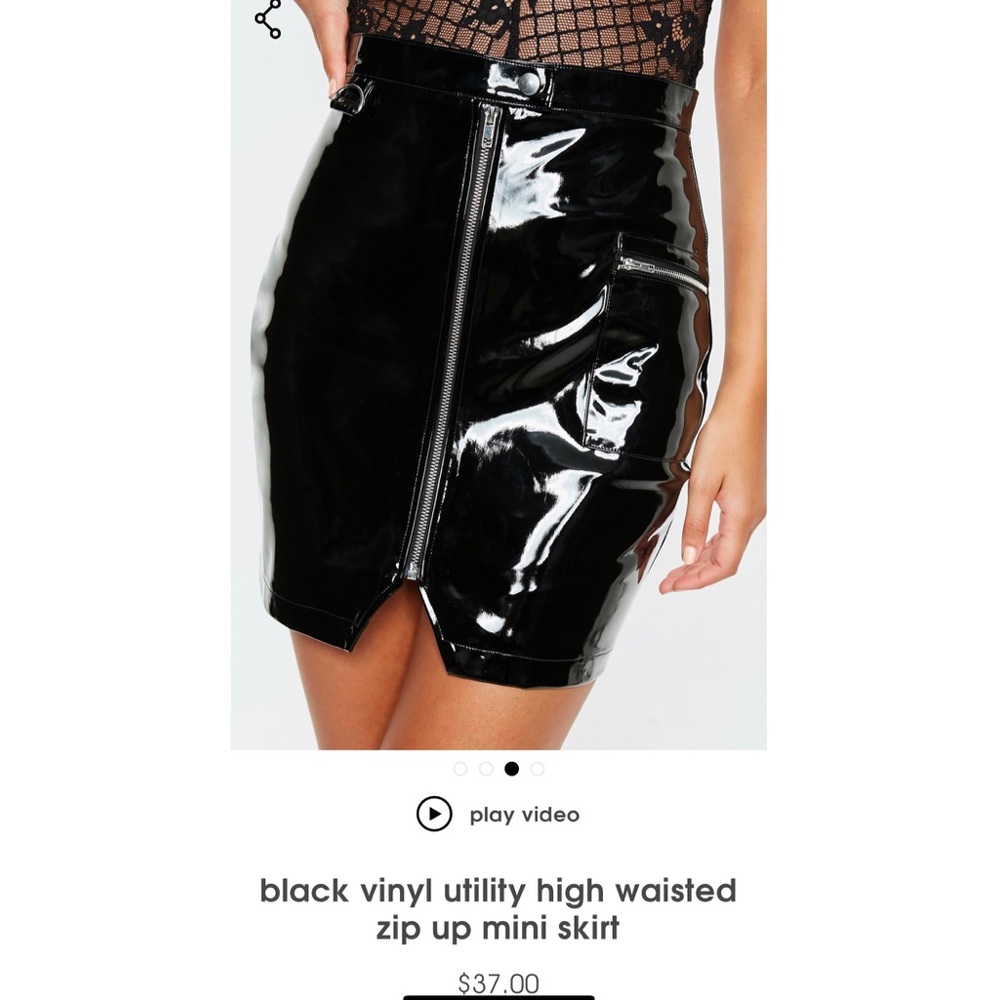 Black Vinyl High Waisted Skirt (NWT!)